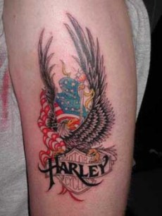 An eagle with American flag tattoo design for biker.